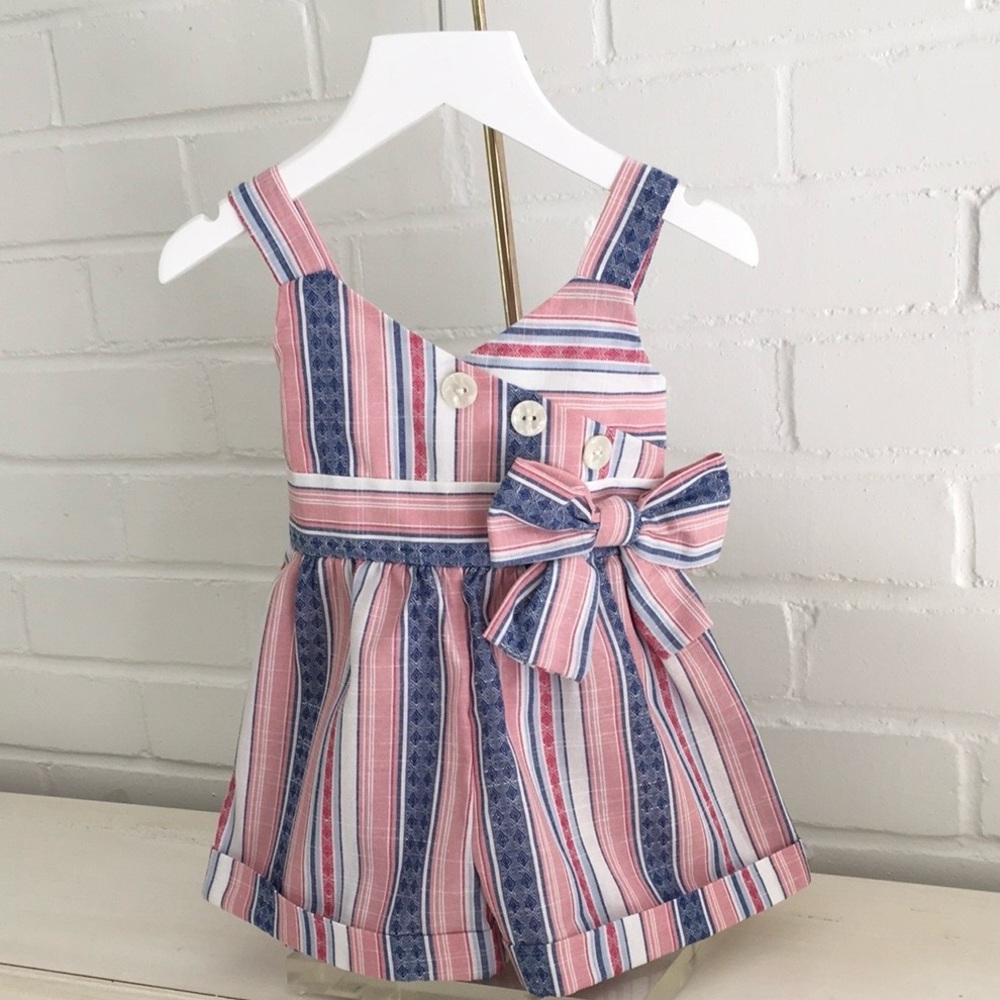Bonnie Jean Red, White And Blue Striped Summer Short Romper Size 2T